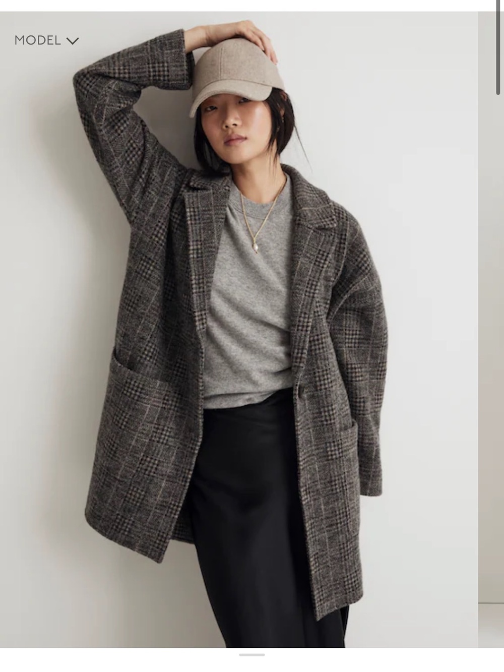 Madewell Charcoal Plaid Pea Coat